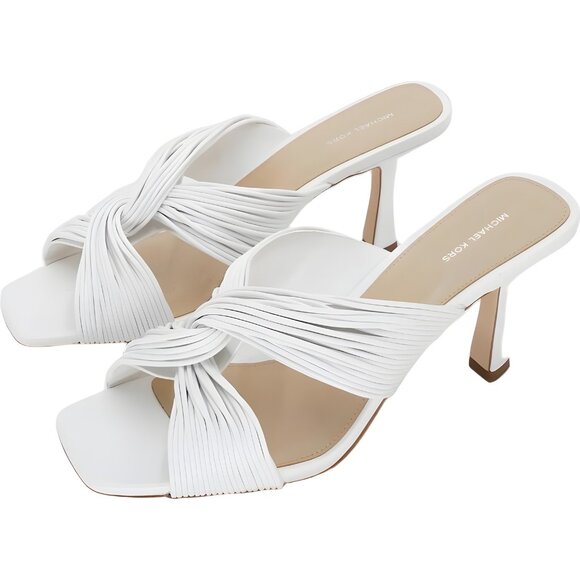Michael Michael Kors Alessia Kitten Heel Sandals Optic White Women US 11 - Picture 2 of 6
